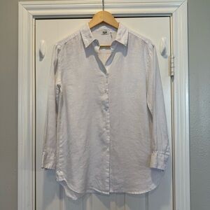 Symple NYC Linen Button Up Shirt Women’s Small White Minimalist Lagenlook Beachy